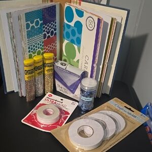 Crafters Accessory Bundle Cardstock, Glitter, Pop-dot Tape, Etc New